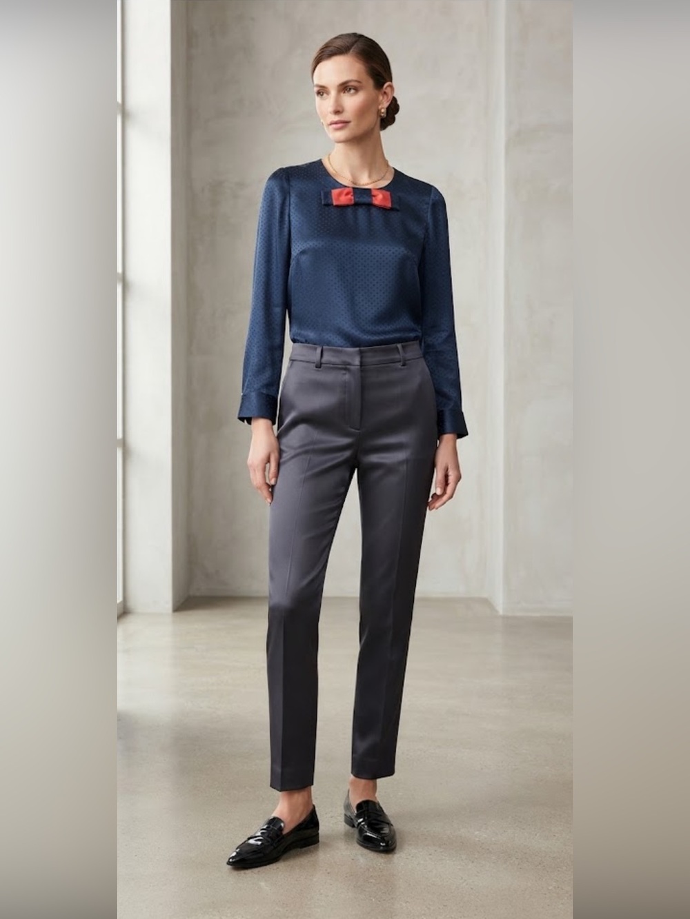 Marc Jacobs Black‎ Dot Silk Bow Twee Top Size 4